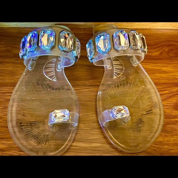 Michael Kors Rhinestone Sandals Size 6 1/2 clear - Picture 2 of 4